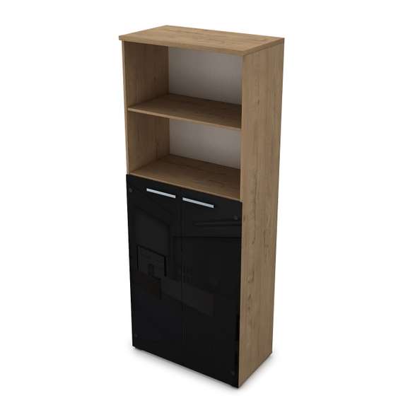 9Ш.005.22 Шкаф высокий со стеклом и открытой полкой (800*450*2045)