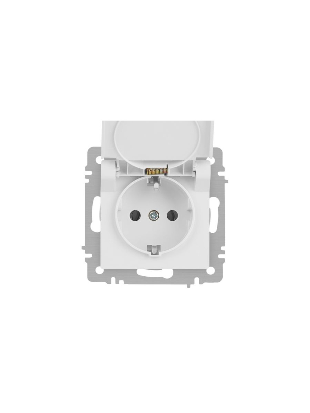 Розетка 1-м СП Accent 6-203-01 16А IP20 250В 2P+E Schuko с крышкой AL/CU бел. Intro Б0063709