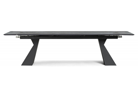 Керамический стол Woodville Денхольм 240(300)х100х75 mosco nero matt, черный