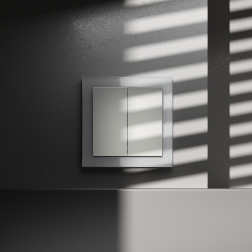 Перекрестный переключатель встраиваемый VOLTUM S70 двухклавишный 10А, (сталь)