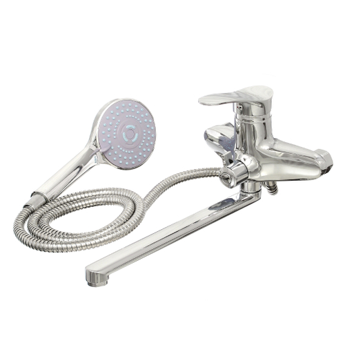 67-0-734 Смеситель стандарт однор. для ванны, кранбукса, лейка, шланг, настен, керам. карт. 40мм