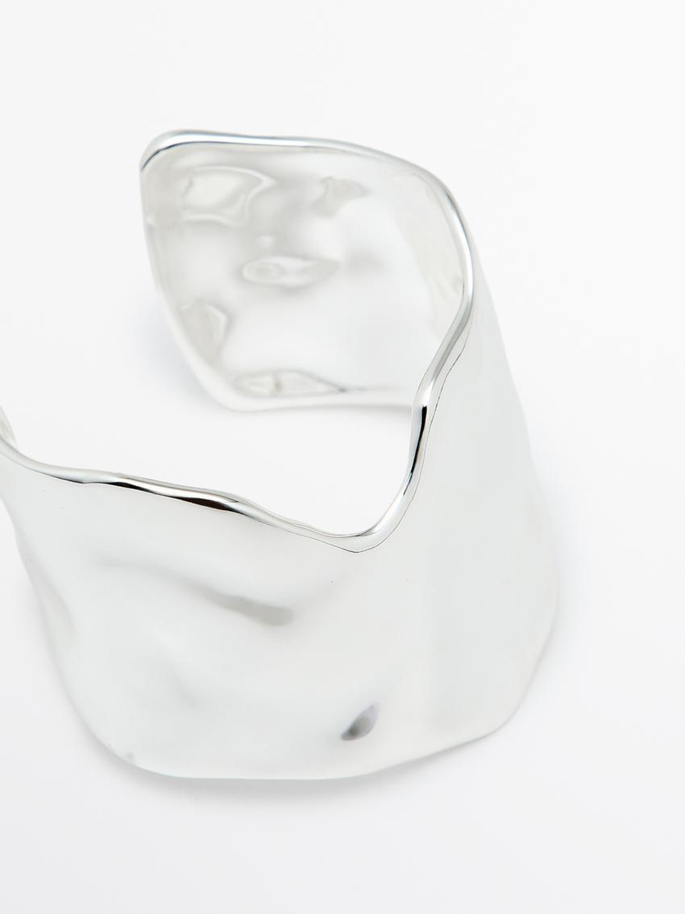 Massimo Dutti Широкий браслет асимметричной формы, серебряный