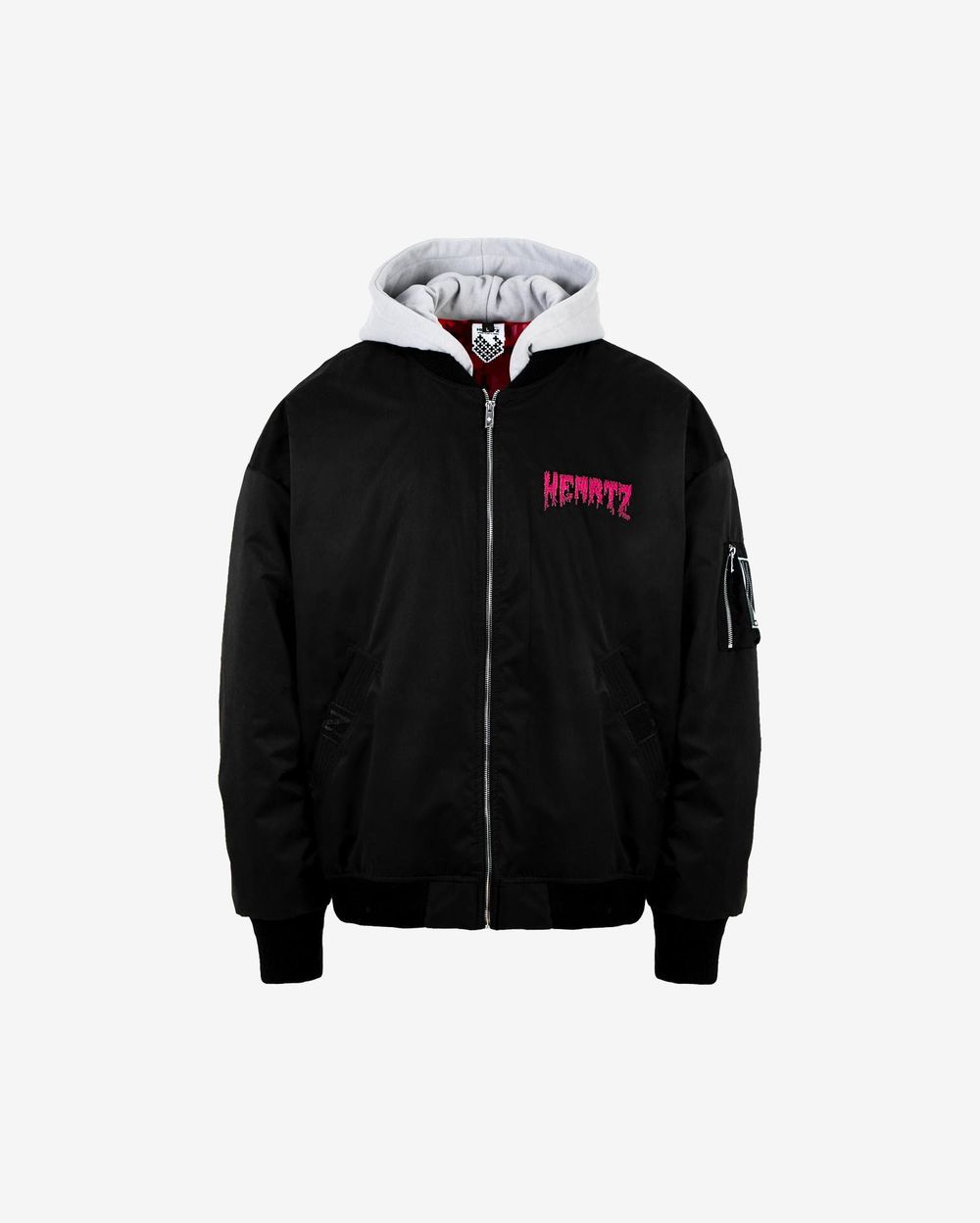Бомбер Heartz Double Barreled Oversized Embroidered Hooded Черный