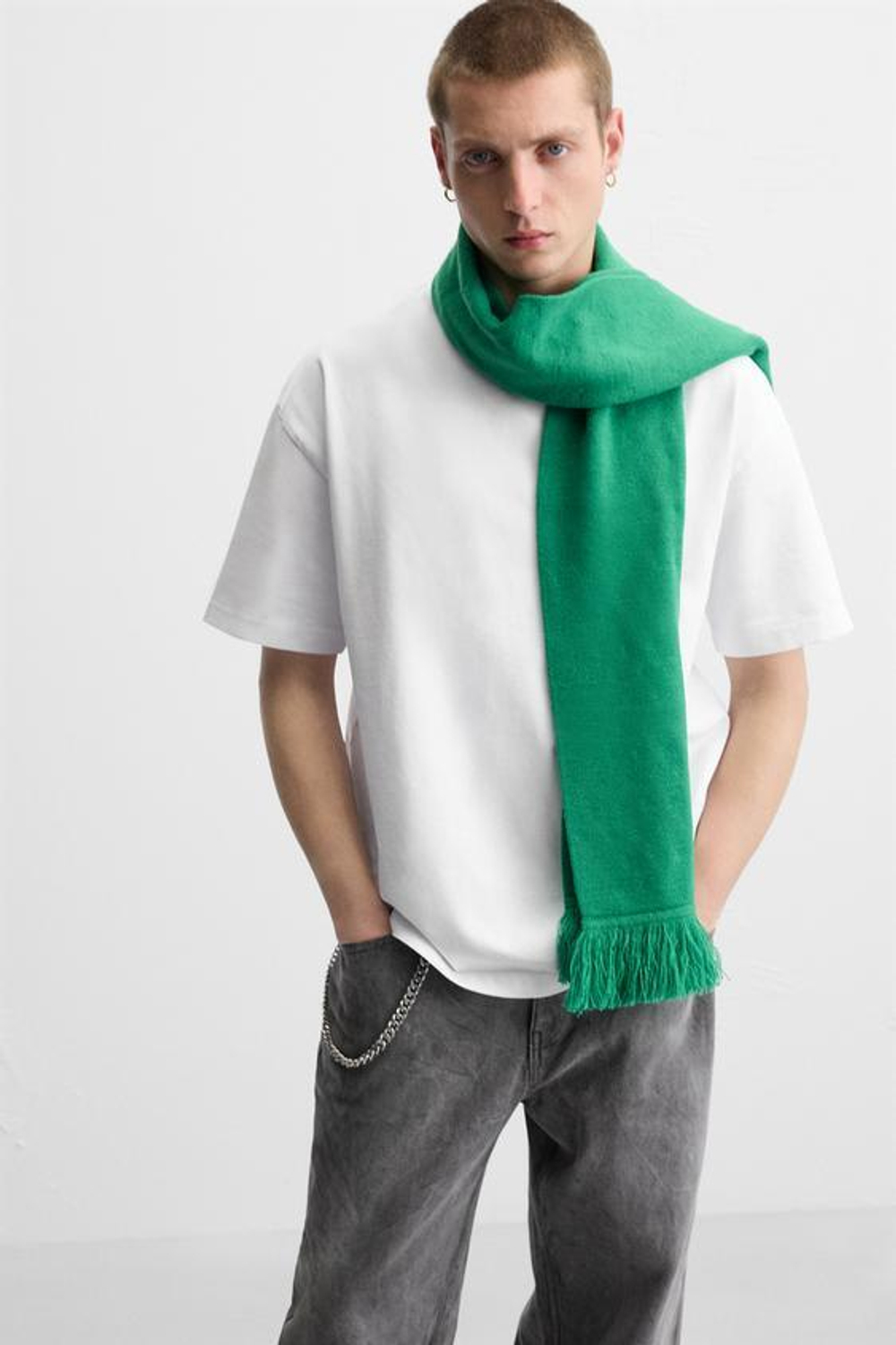 ZARA БАЗОВАЯ ФУТБОЛКА HEAVY WEIGHT, БЕЛЫЙ