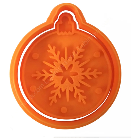Форма для пряников с оттиском, Елочная игрушка Шар со снежинкой.