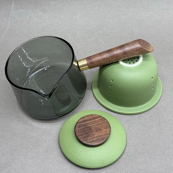 Чайник стекло и керамика, с боковой ручкой, 200мл