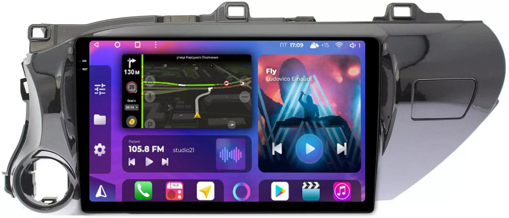 Магнитола Toyota Hilux 8 2015-2023+ - FarCar BM588/1077M монитор 10.36" QLED на Android 14, TS10, 4+32Гб, CarPlay, 4G SIM-слот