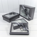 Коробка 33.5х25х11.5 см Набор 3 шт с окошком и бантом (Серый)