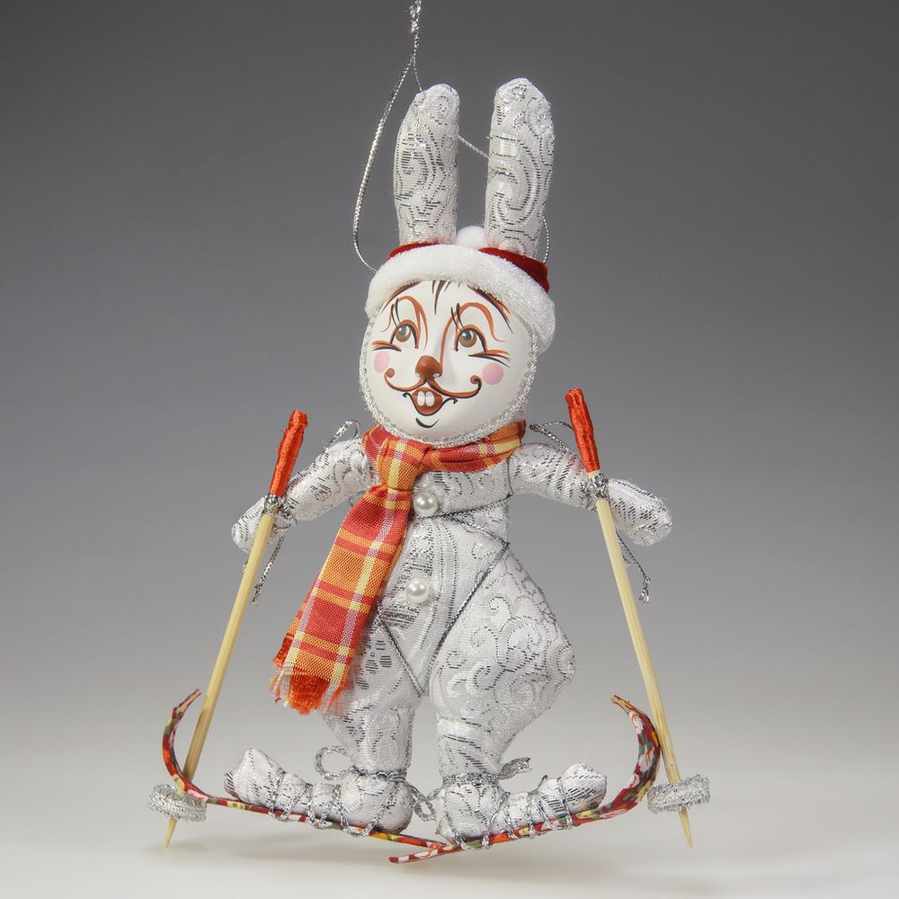 Елочная игрушка  Кролик-лыжник