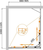 Душевой уголок Cezares MOLVENO-AH-21-90+20-P-Cr, 110х90х195, профиль хром, стекло Punto матовое