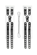 Бело-черные оковы с двумя ремешками и люверсами (Цвет: белый с черным)