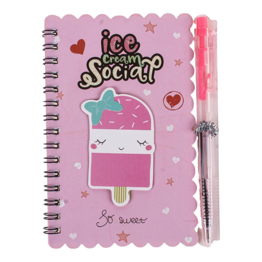 Блокнот фигурный А6 "Сладости", 30л, линия+ ручка, 3 вида микс