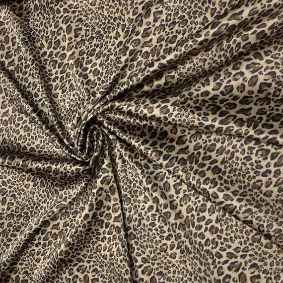 Атлас-стрейч коричневый леопард