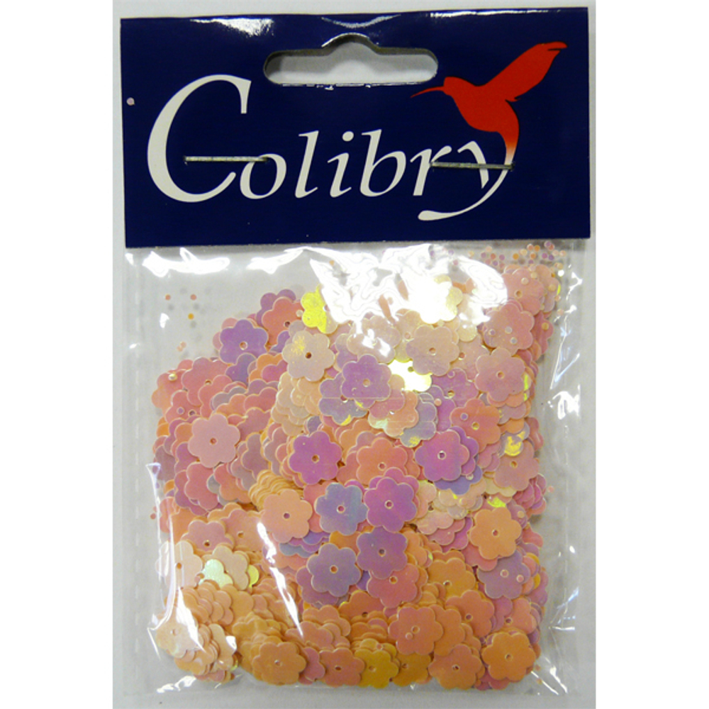 Пайетки фигурные голографические-(цветы)-10гр-8мм-Colibry
