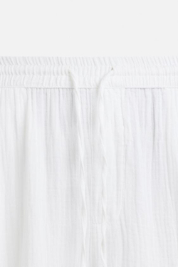 ZARA БРЮКИ С ЖАТЫМ ЭФФЕКТОМ, БЕЛЫЙ