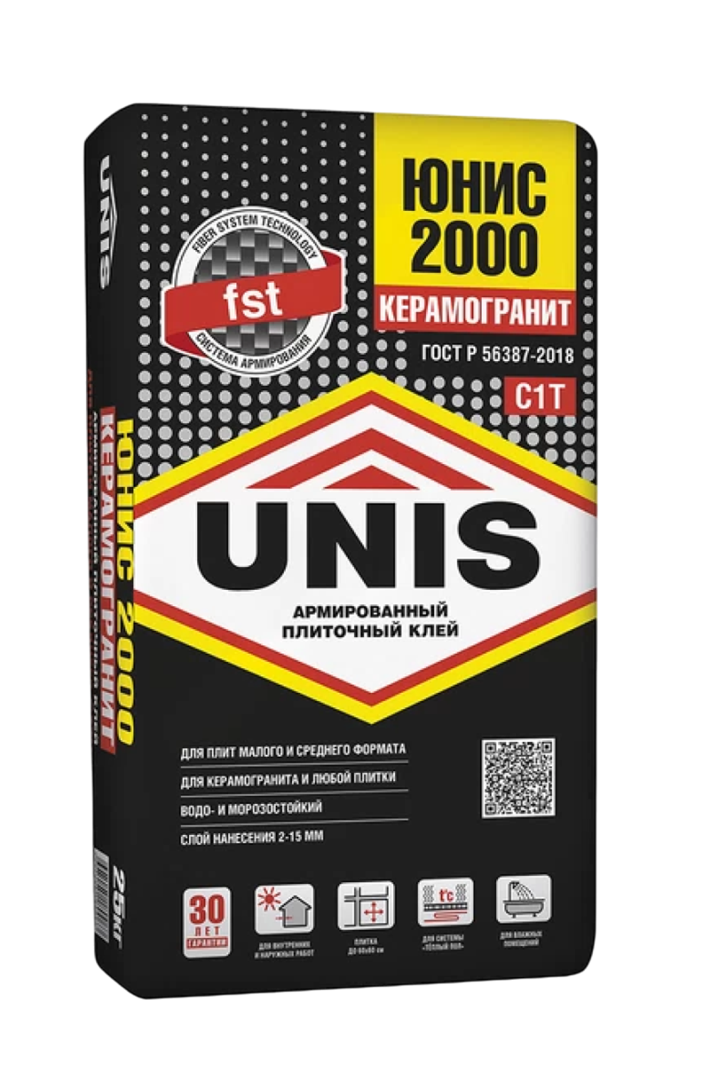 Клей UNIS 2000 С1Т для керамогранита среднего формата  25 кг