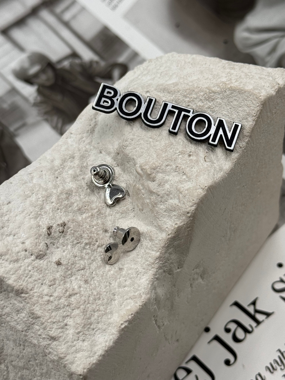 Заглушки для серег серебро с сердцем (пара)