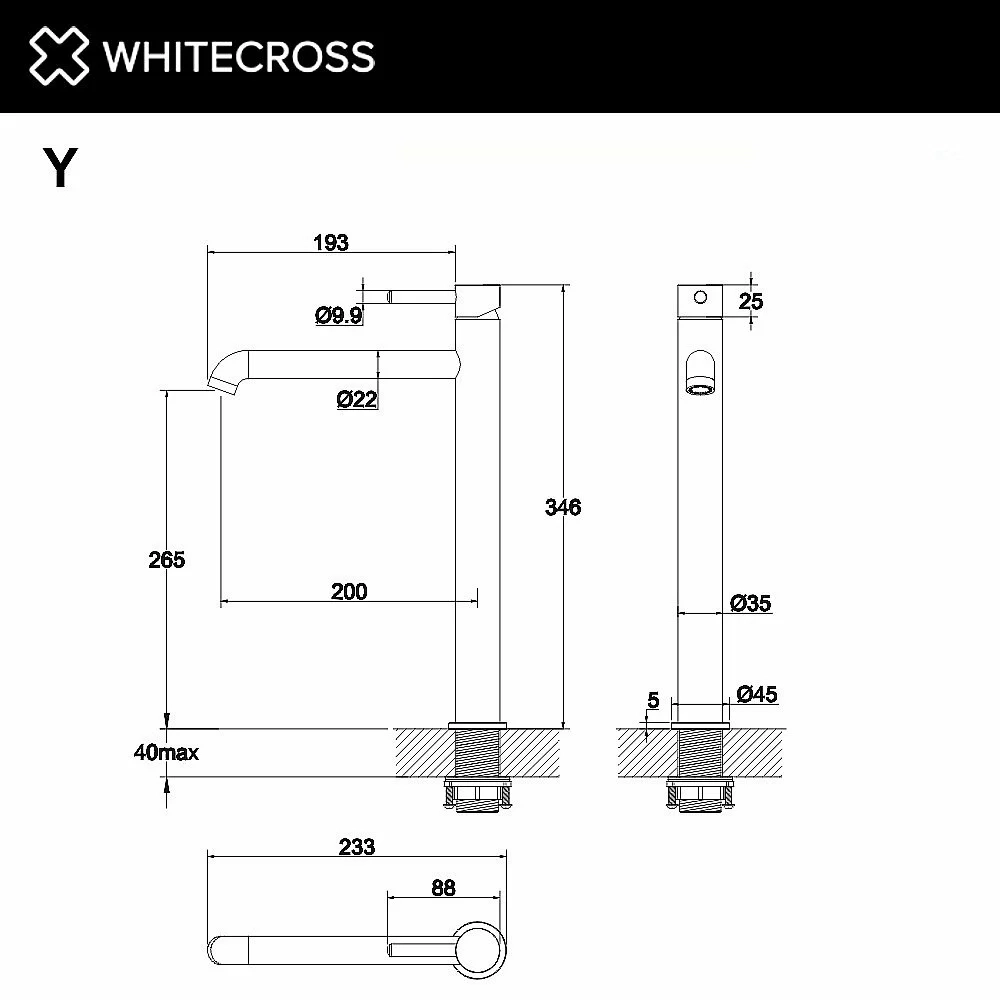 Смеситель для раковины WhiteCross Y Y1213BL черный матовый