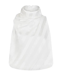 Шелковый топ с драпировкой на одном плече