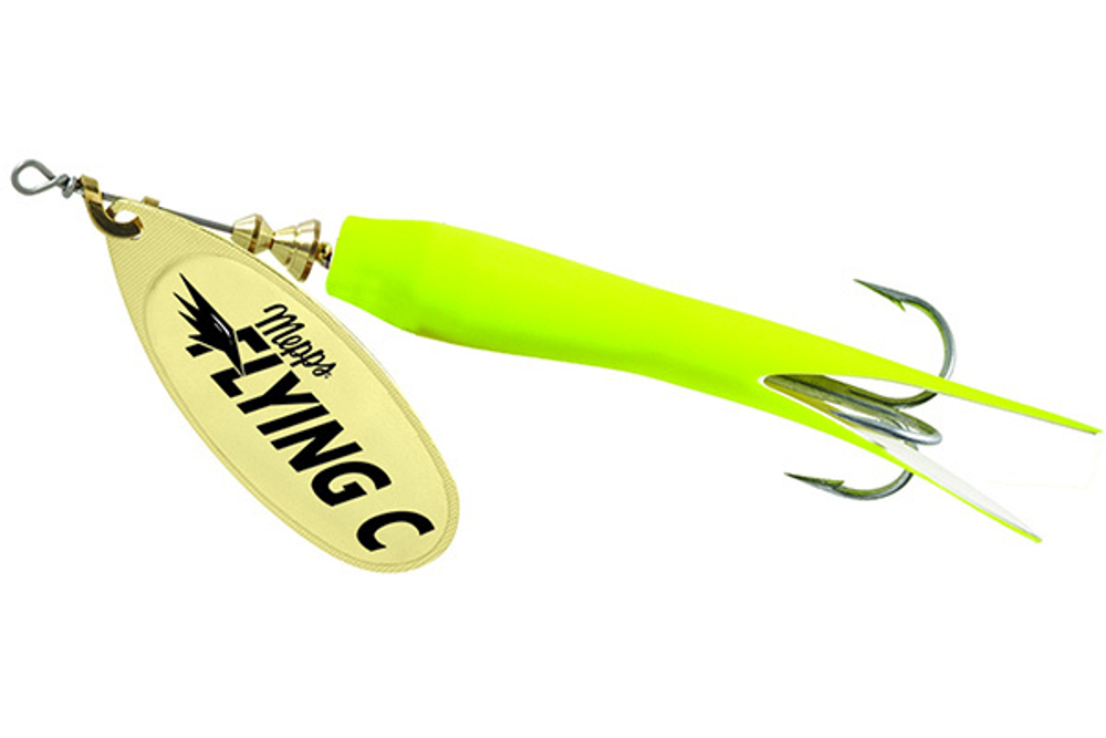 Блесна вращающаяся Mepps AGLIA FLYING C, 15g №3 Gold/Chartreuse