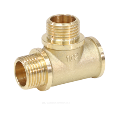 Тройник латунь переходной Ду 15 (1/2") ВР/НР/НР VALFEX VF.133.L.012.012.012