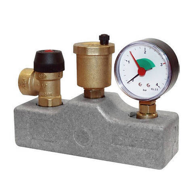 Группа безопасности котла STOUT 503.528 - 1" (до 50 кВт, PN10, Tmax 250°C, Рн3, в теплоизоляции)
