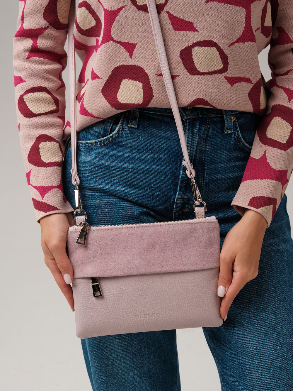 Сумка Deboro 3017 розовая глазурь велюр