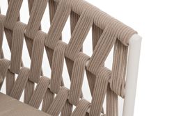 "Диего" диван 2-местный плетеный из роупа, каркас алюминий белый муар, роуп бежевый круглый, ткань бежевая 15052