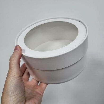 Коробка ТУБУС плотный с окном d=16 см h=8 см (БЕЛАЯ)