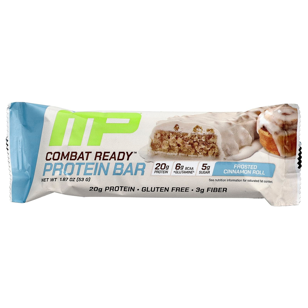 MusclePharm, Протеиновый батончик Combat Ready ™, булочка с корицей, 4 батончика, 53 г (1,87 унции)