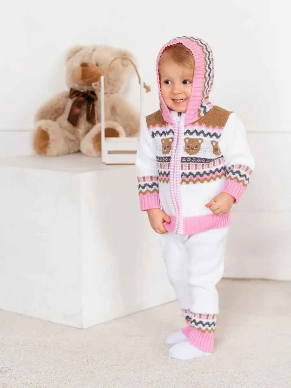 Костюм вязаный для малышей для новорожденных "Мишки"