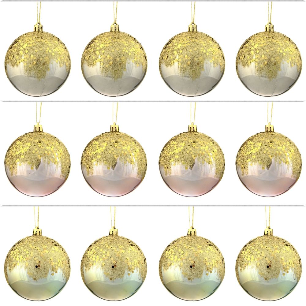 GAEM Набор из 12шт Украшение новогоднее Шар "Золотое напыление", D10 см, L44 W33 H11 см