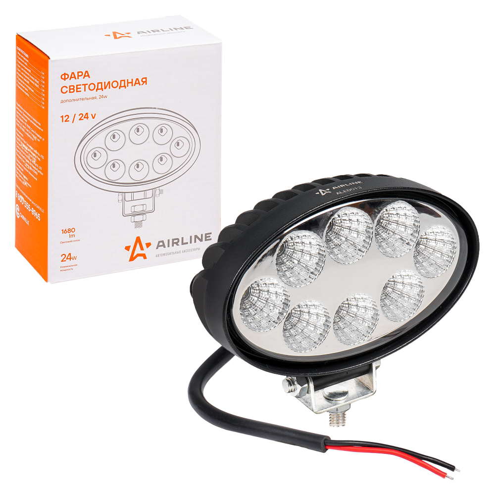 Фара светодиодная Airline овальная 8 LED рассеянный свет 24W (140 х 86 х 55) 12/24V