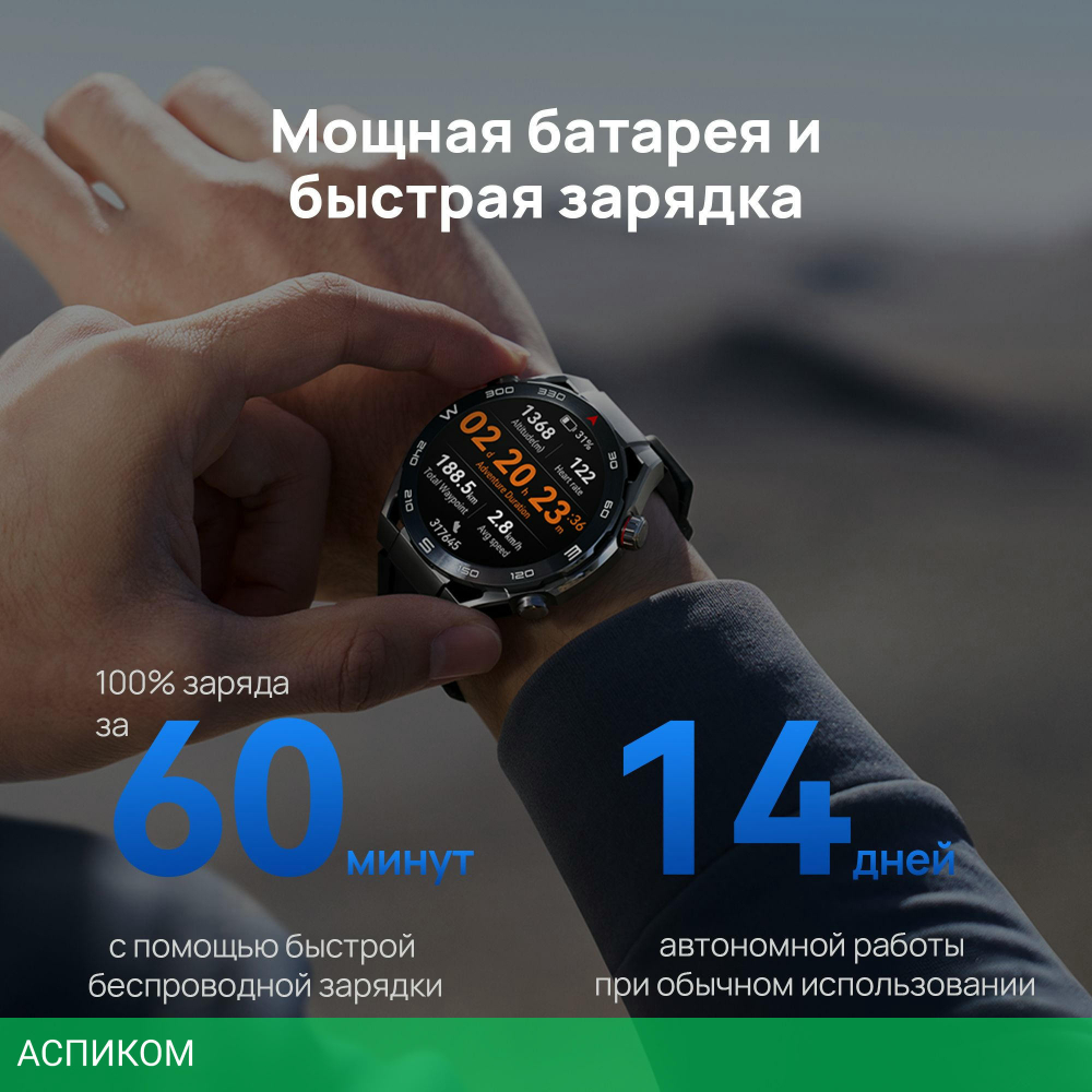 Умные часы Huawei Watch Ultimate HNBR Strap Black (55020AGP)