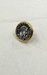 Кольцо большая монета с профилем римс.импер. Марка Авр. Севе́р Алекса́ндра,серебро с зол.окантовкой