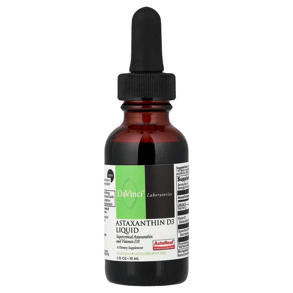 DaVinci Laboratories, жидкий астаксантин D3, 30 мл (1 жидк. унция)