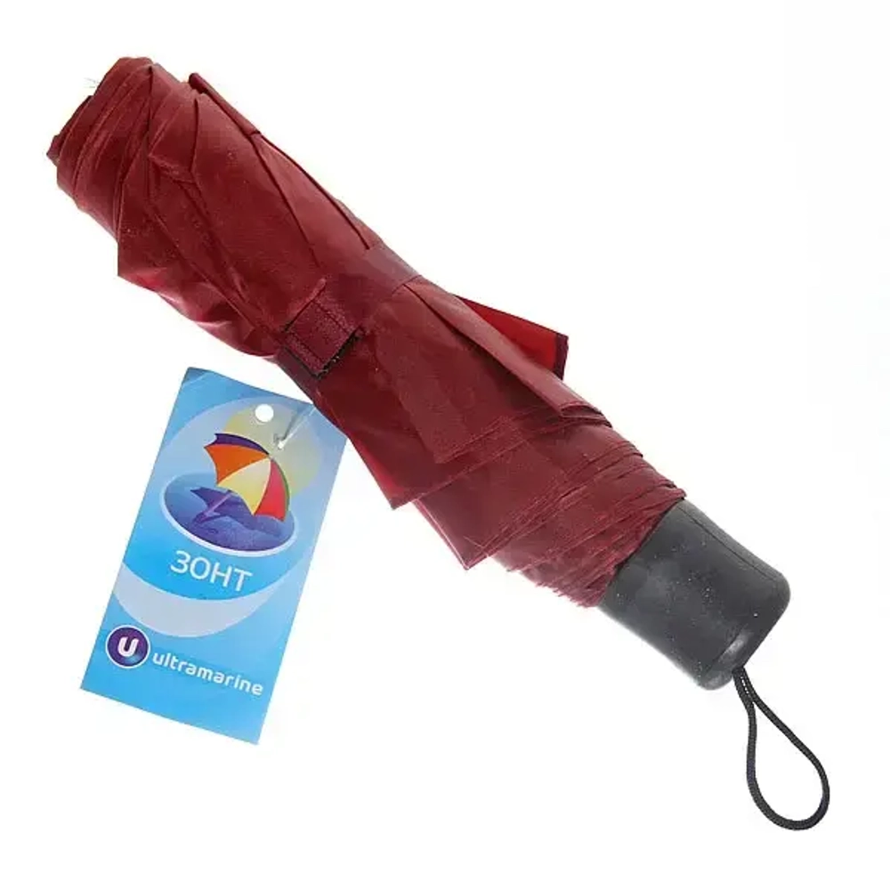 Зонт женский механический «Ультрамарин», цвет бордовый, 8 спиц, d-97см, длина в слож. виде 24см