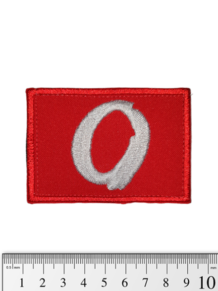 Шеврон O вышивка 5х8 см. Красный с белым