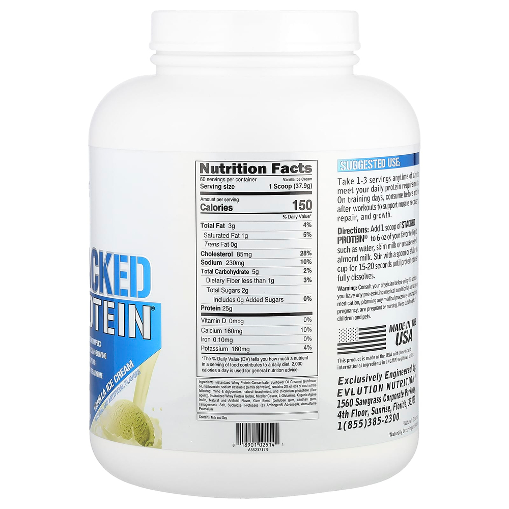 EVLution Nutrition, Stacked Protein, ванильное мороженое, 2268 кг (5 фунтов)