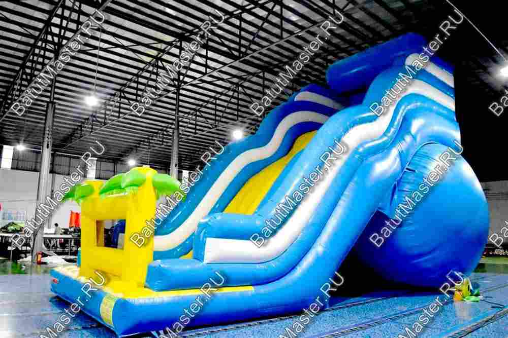 Большой надувной батут-горка "Волна - 2" 10*6*8 м