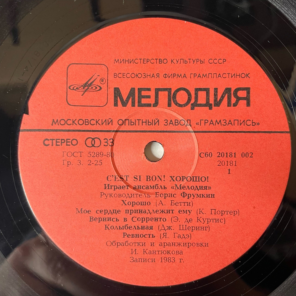 Винтажная виниловая пластинка LP Ансамбль Мелодия, C Est Si Bon, Хорошо (СССР 1984)