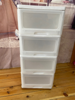 Комод 4-х СЕКЦИОННЫЙ (500*400*985 мм) КЛИЕР БЕЛЫЙ МРАМОРНЫЙ НА КОЛЕСАХ арт. 04024