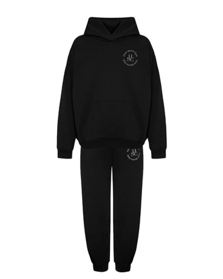 Комплект: толстовка и брюки из футера на кнопках черный