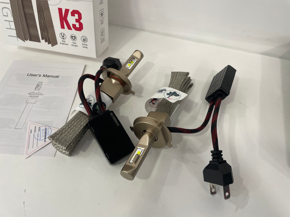 H4 / Светодиодные лампы K3, без вентилятора, 12v, 55w (2 шт. / комплект)