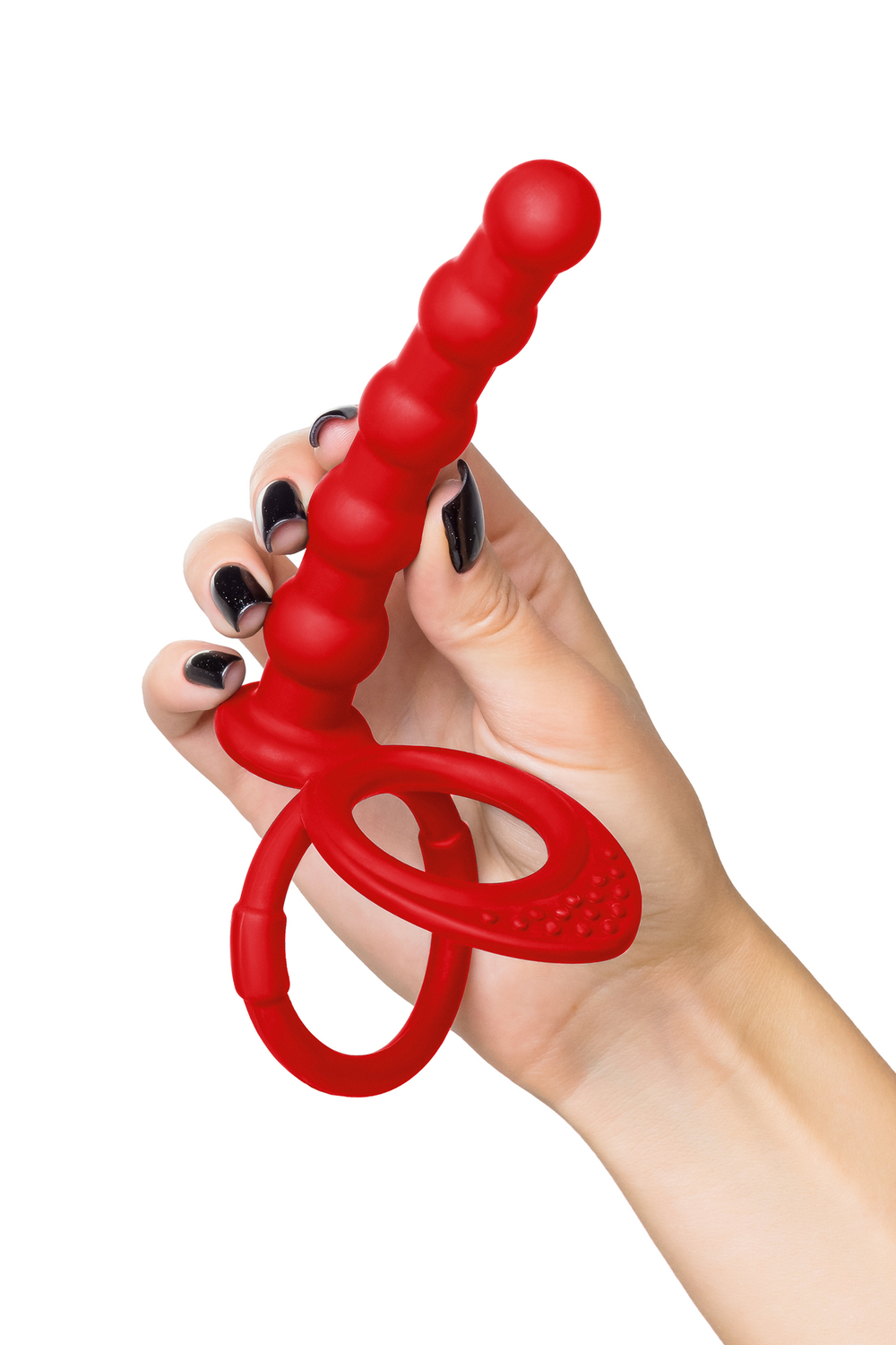 Насадка на пенис для двойного проникновения Black&Red by TOYFA, силикон, красная, 19,5 см