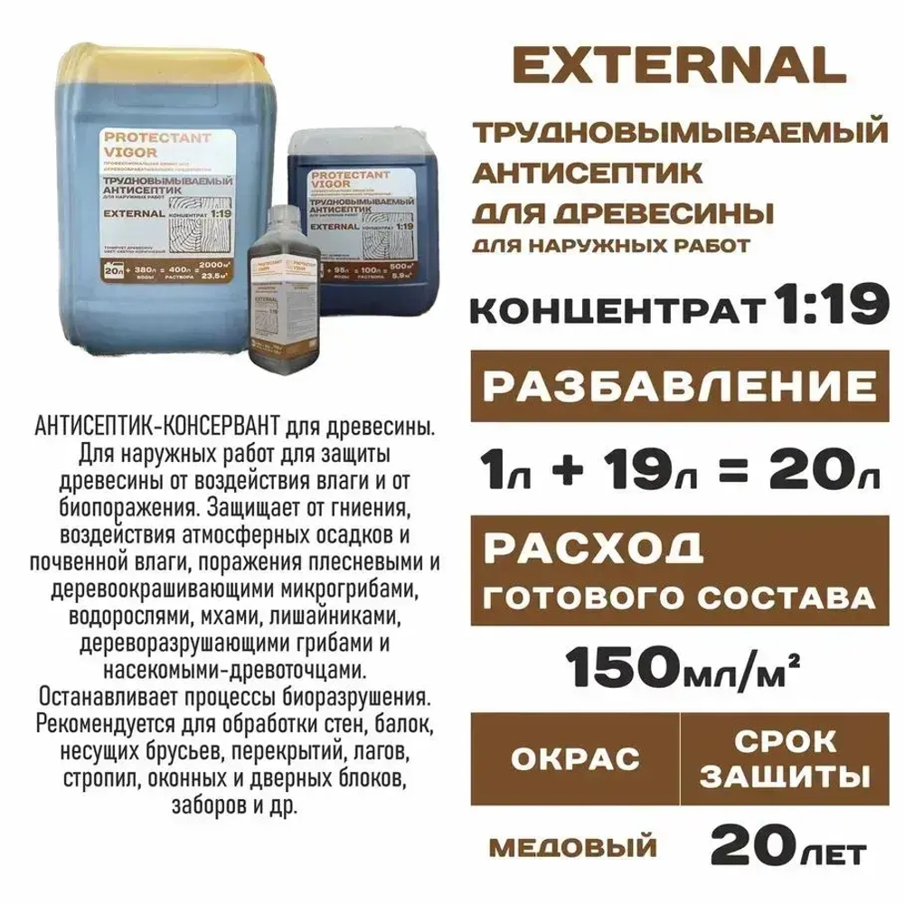 PROTECTANT VIGOR Строительный антисептик Глубокого проникновения 6 кг 5 л