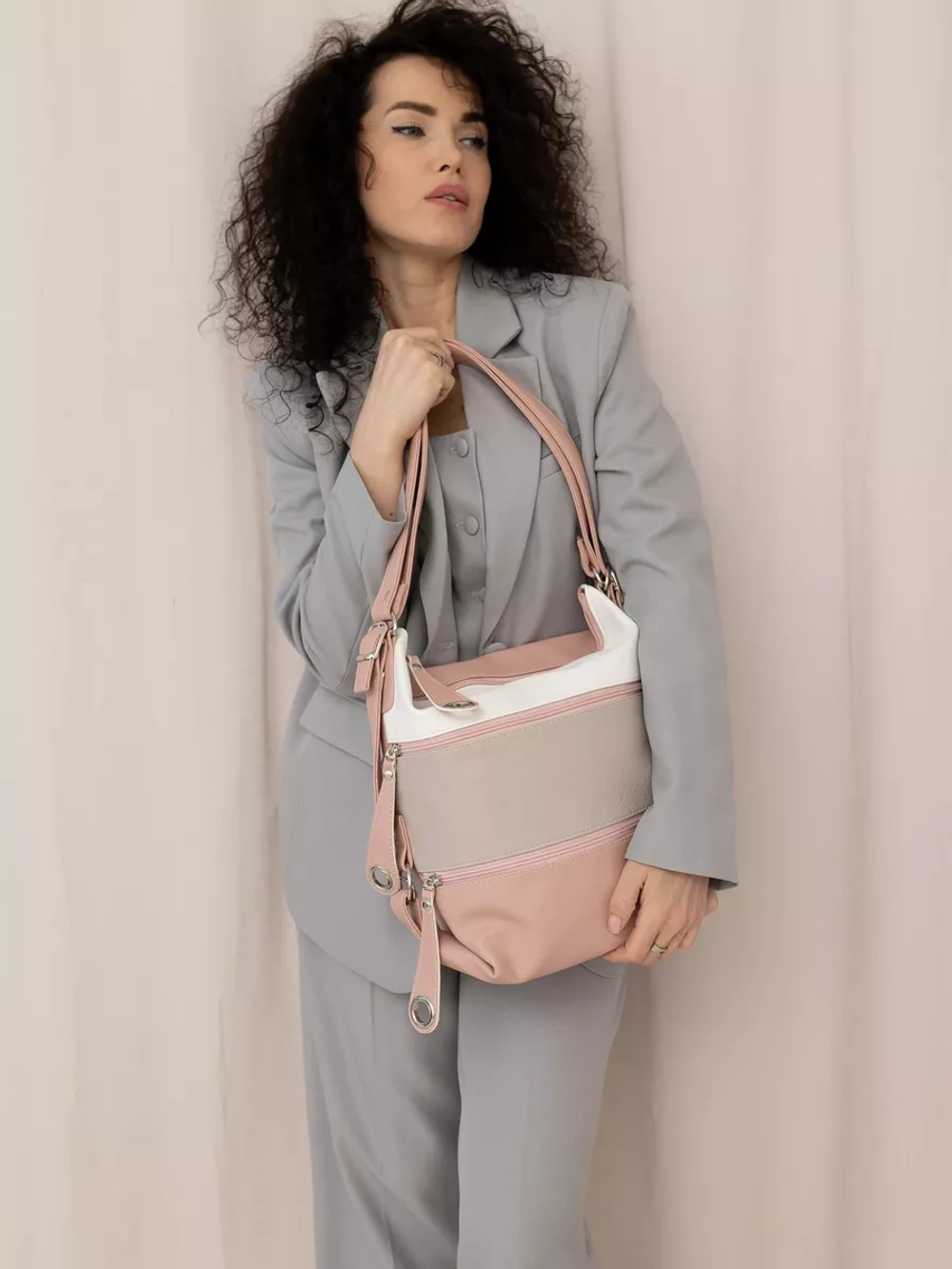 Сумка рюкзак через плечо большая шоппер