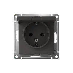 Розетка AtlasDesign 16А IP20 с заземл. защ. шторки с крышкой механизм базальт SE ATN001446