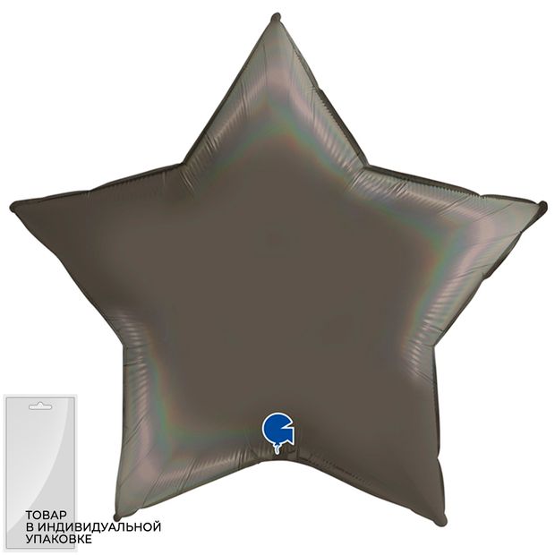 Г Шар звезда 36'' / 91 см Голография Черная платина (БГ-150)