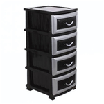 Комод "Дельфин" 4 секции, черный / серебристый перламутр РП-411